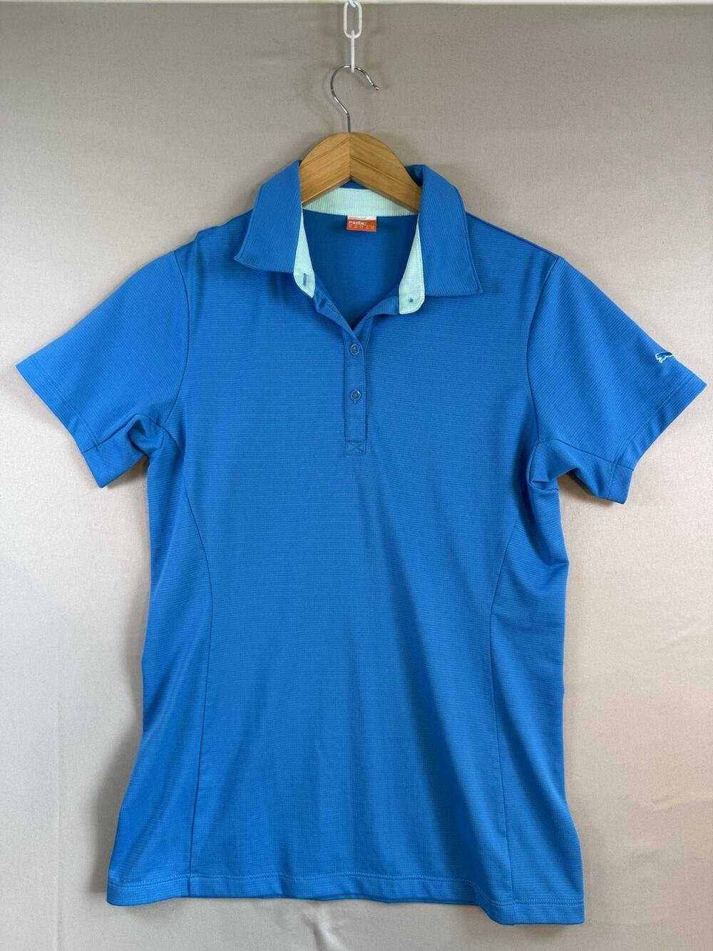 Puma Golf Women’s Blue Cool Cell Short Sleeve Polo Shirt Size Medium M EUC